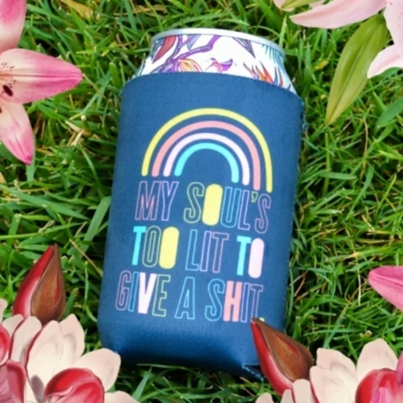 (2) MY SOUL'S TOO LIT TO GIVE A SH*T Rainbow Can Sleeve Covers Set - Picture 3 of 5
